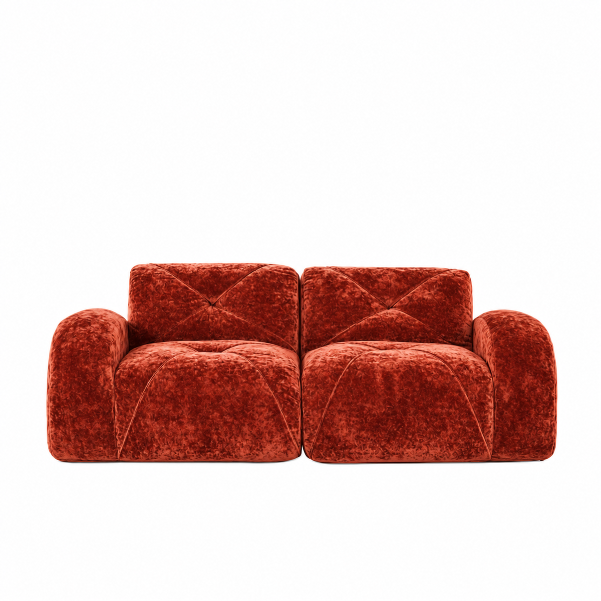Aven 80" Oversized Frameless Velvet Modular Loveseat Sofa with Curved Armrests and Deep Seat