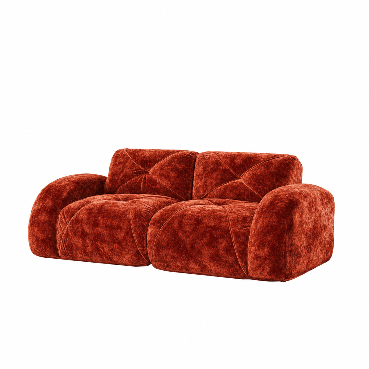 Aven 80" Oversized Frameless Velvet Modular Loveseat Sofa with Curved Armrests and Deep Seat