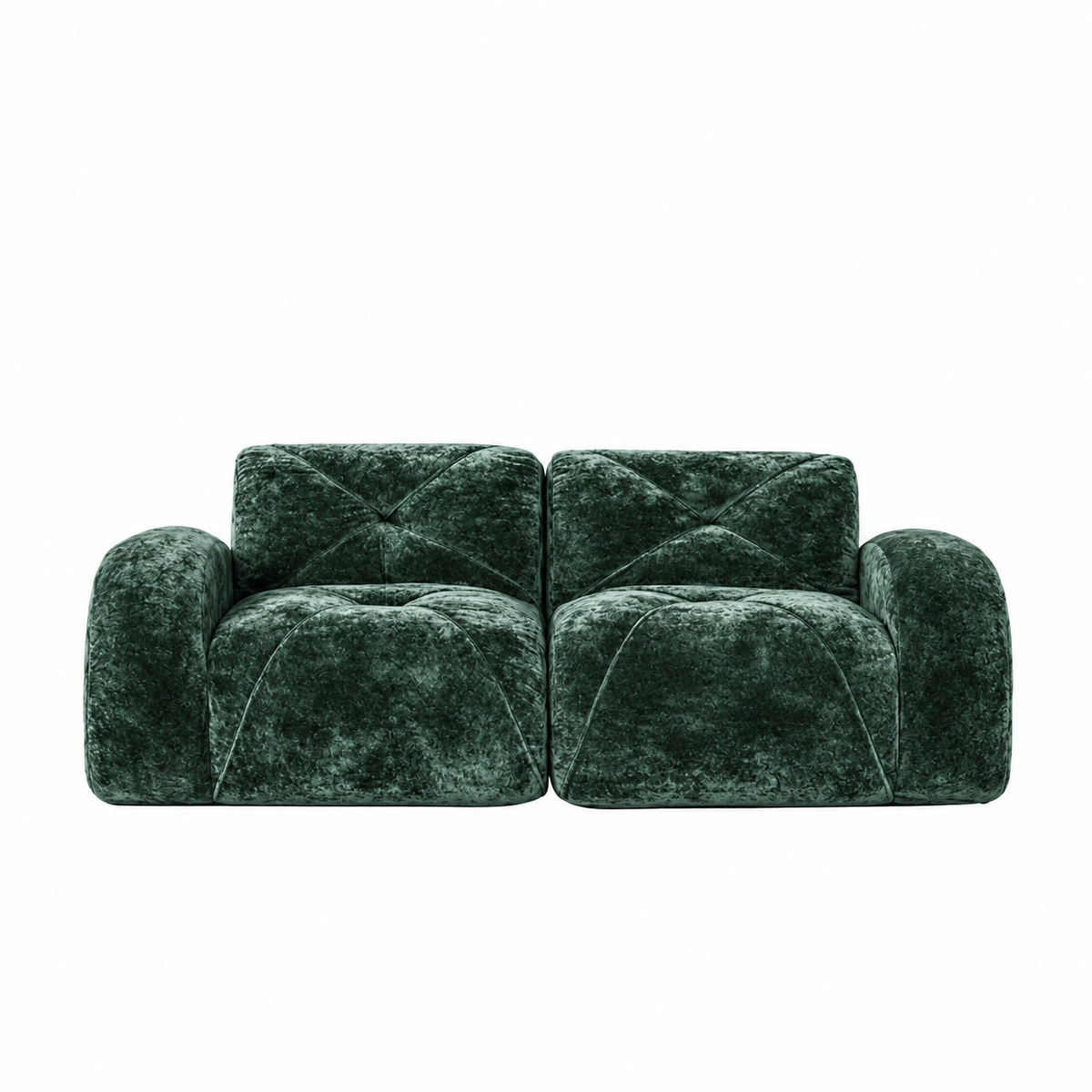 Aven 80" Oversized Frameless Velvet Modular Loveseat Sofa with Curved Armrests and Deep Seat