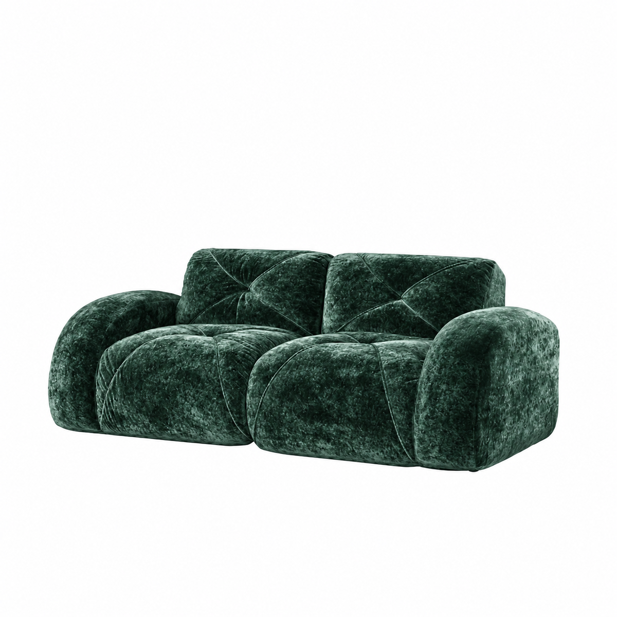 Aven 80" Oversized Frameless Velvet Modular Loveseat Sofa with Curved Armrests and Deep Seat