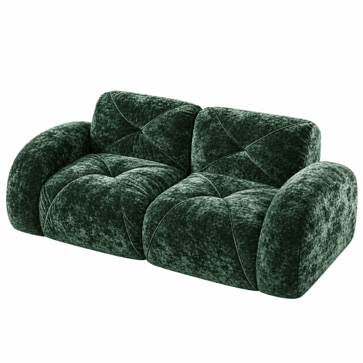 Aven 80" Oversized Frameless Velvet Modular Loveseat Sofa with Curved Armrests and Deep Seat
