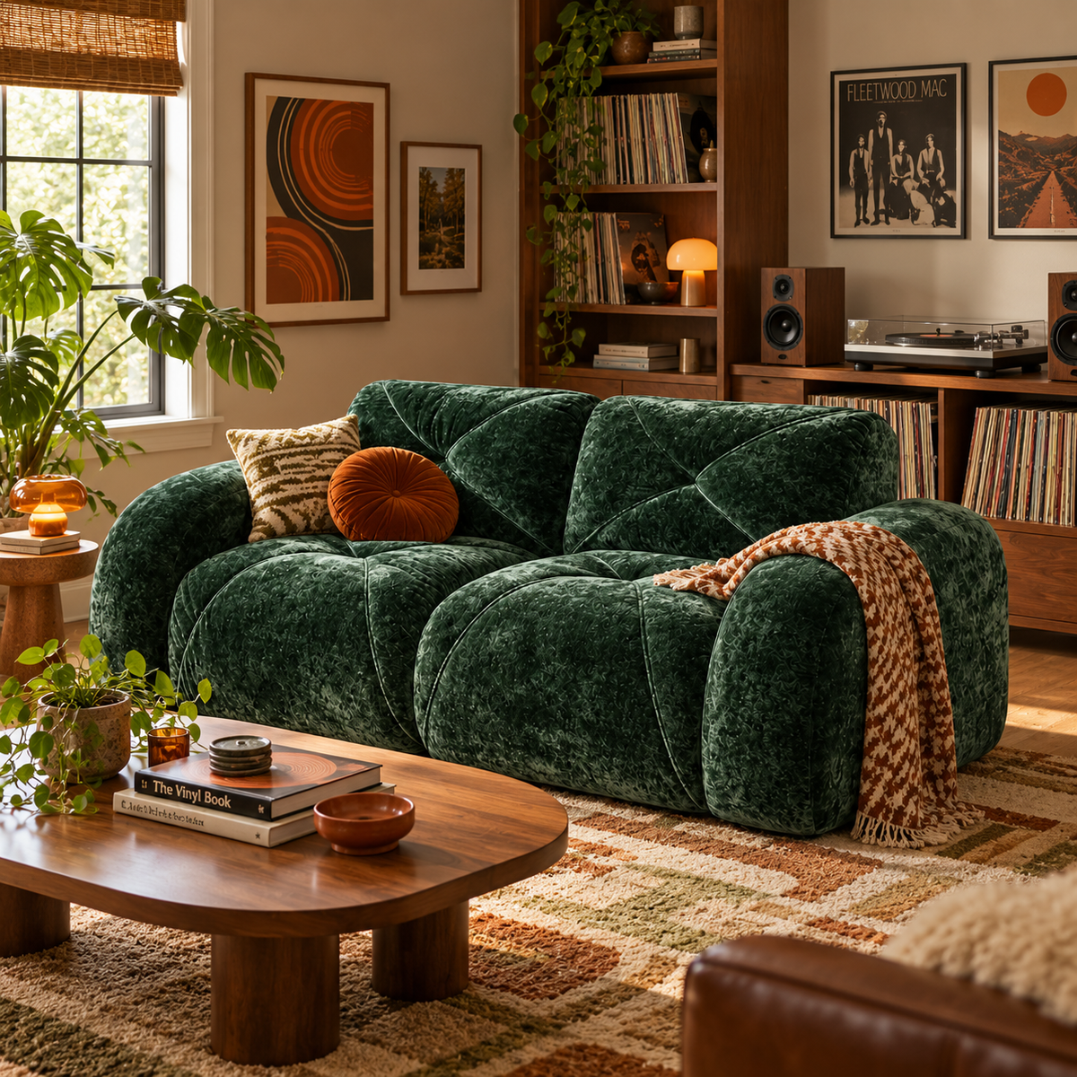 Aven 80" Oversized Frameless Velvet Modular Loveseat Sofa with Curved Armrests and Deep Seat