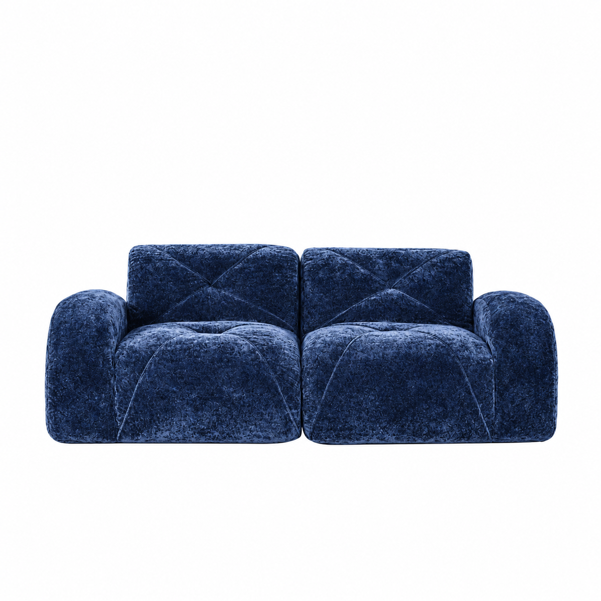 Aven 80" Oversized Frameless Velvet Modular Loveseat Sofa with Curved Armrests and Deep Seat