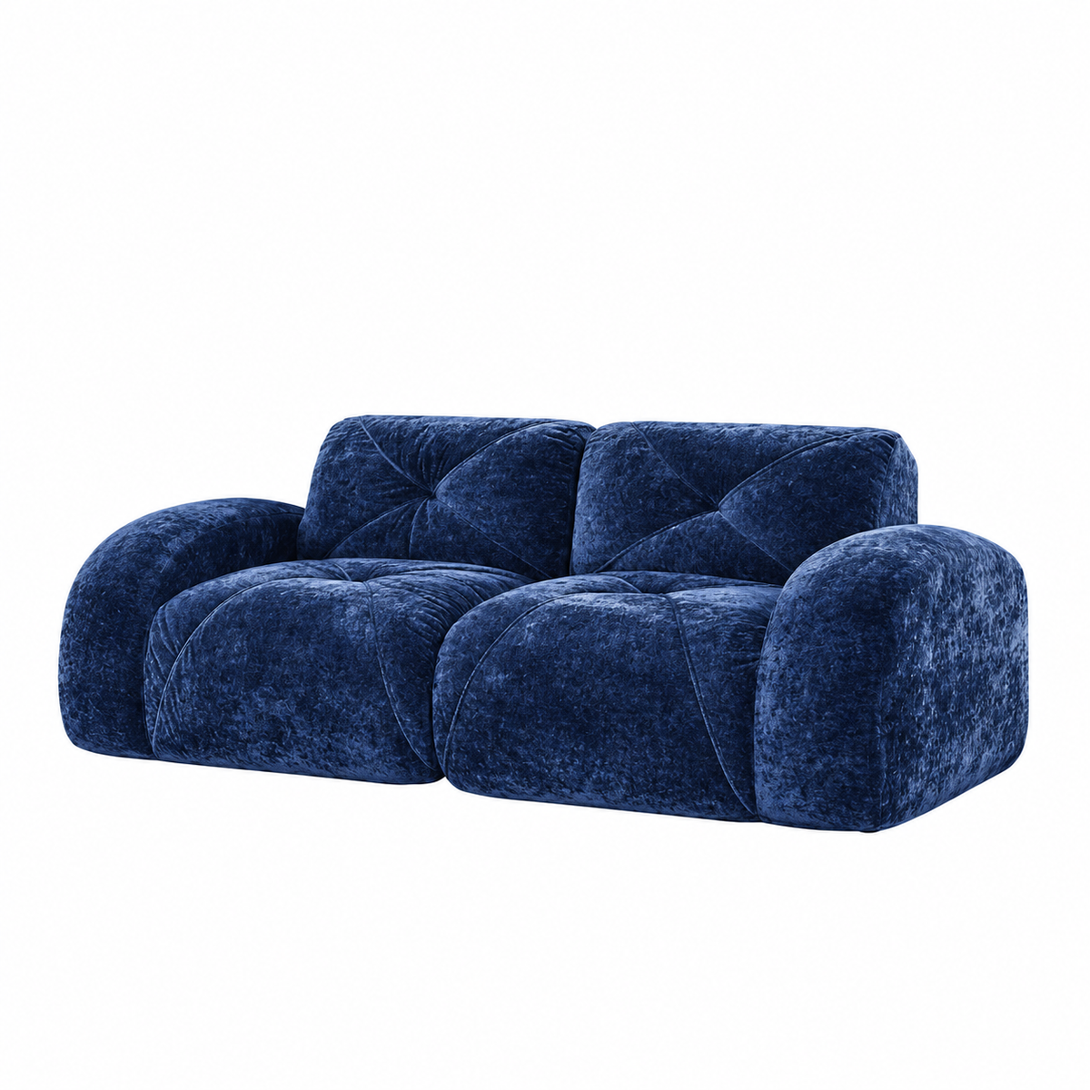 Aven 80" Oversized Frameless Velvet Modular Loveseat Sofa with Curved Armrests and Deep Seat