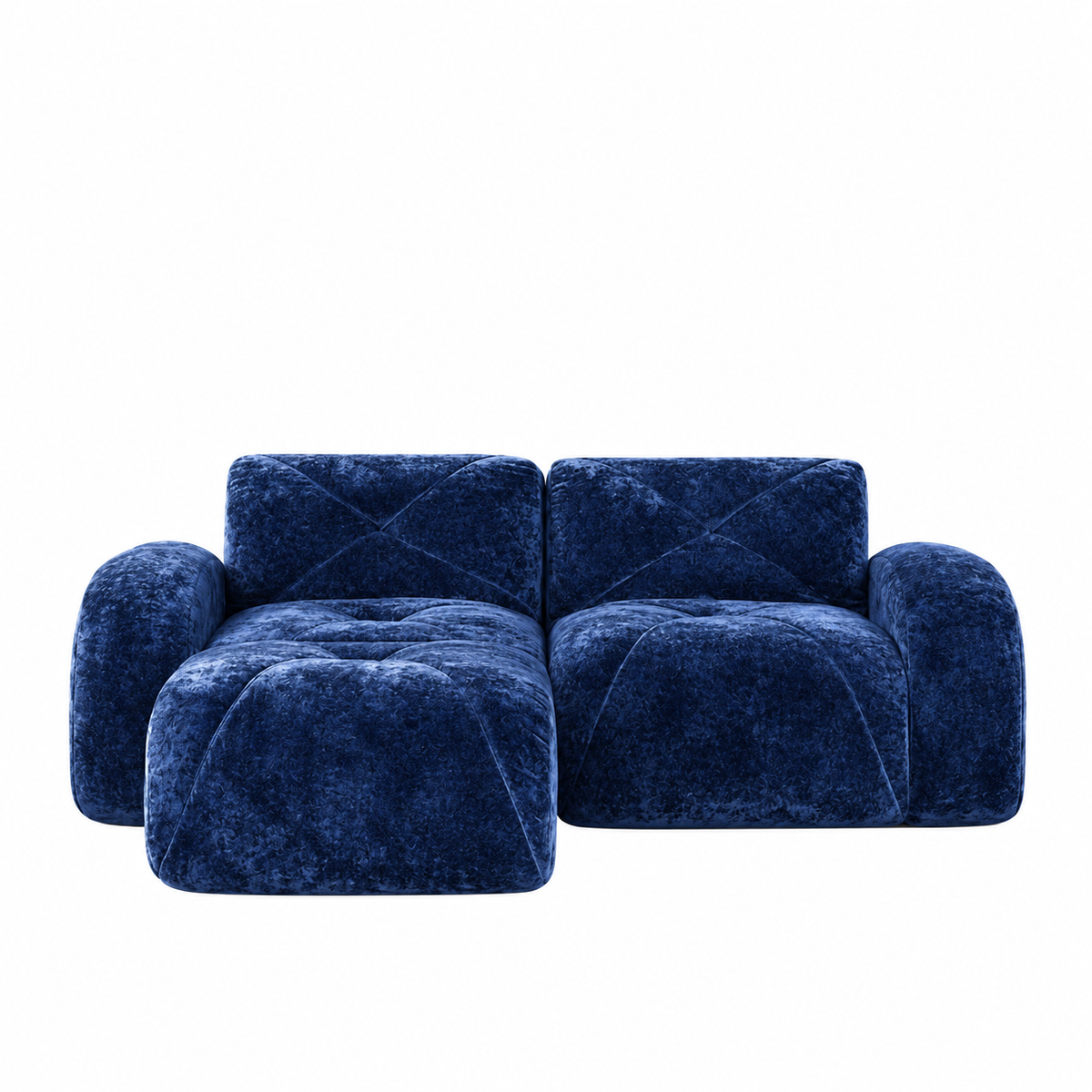 Aven 80" Frameless Velvet 3-Piece Modular L-Shaped Sectional Sofa with Movable Ottoman