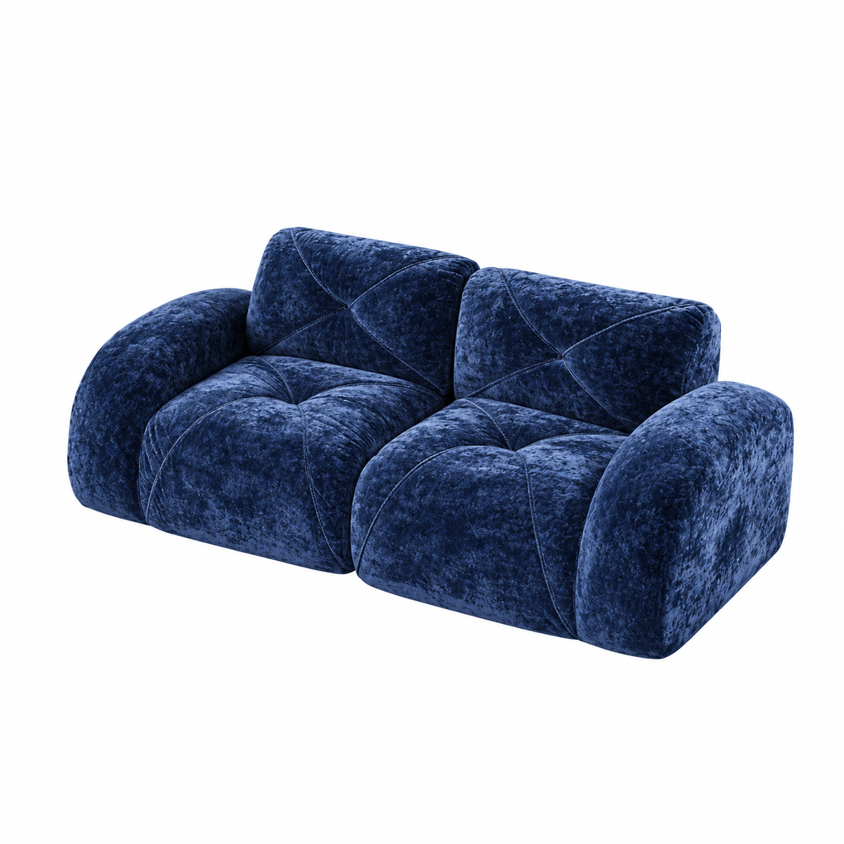 Aven 80" Oversized Frameless Velvet Modular Loveseat Sofa with Curved Armrests and Deep Seat