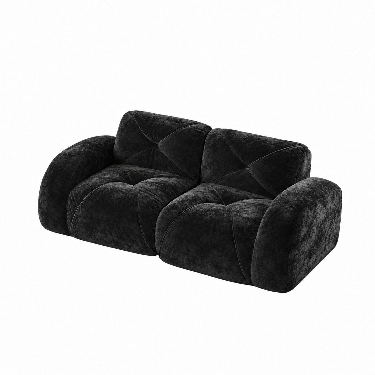 Aven 80" Oversized Frameless Velvet Modular Loveseat Sofa with Curved Armrests and Deep Seat