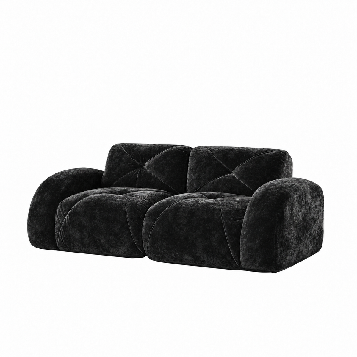 Aven 80" Oversized Frameless Velvet Modular Loveseat Sofa with Curved Armrests and Deep Seat