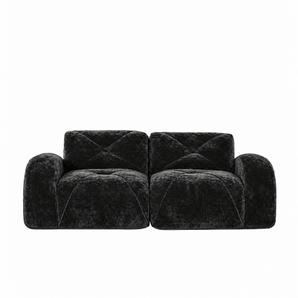 Aven 80" Oversized Frameless Velvet Modular Loveseat Sofa with Curved Armrests and Deep Seat