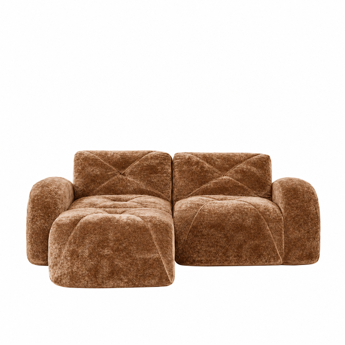 Aven 80" Frameless Velvet 3-Piece Modular L-Shaped Sectional Sofa with Movable Ottoman