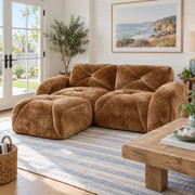 Aven 80" Frameless Velvet 3-Piece Modular L-Shaped Sectional Sofa with Movable Ottoman