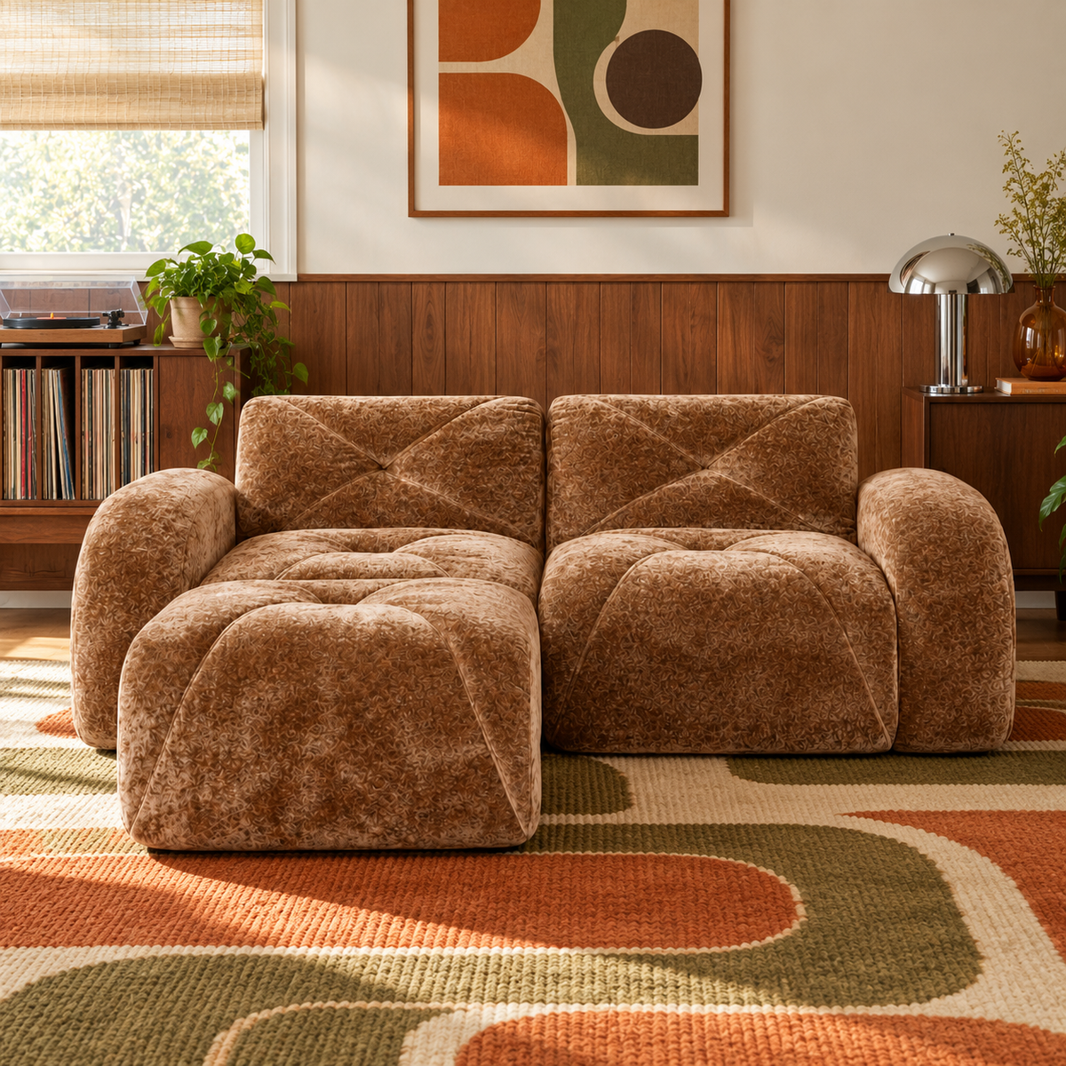 Aven 80" Frameless Velvet 3-Piece Modular L-Shaped Sectional Sofa with Movable Ottoman