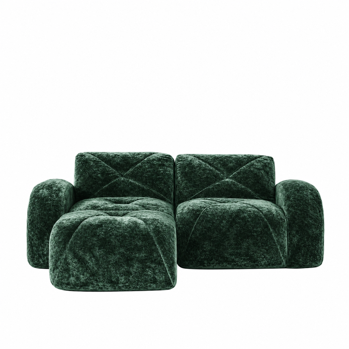 Aven 80" Frameless Velvet 3-Piece Modular L-Shaped Sectional Sofa with Movable Ottoman