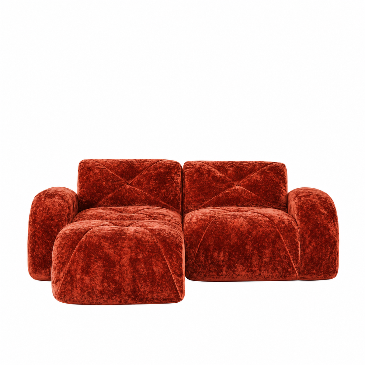 Aven 80" Frameless Velvet 3-Piece Modular L-Shaped Sectional Sofa with Movable Ottoman