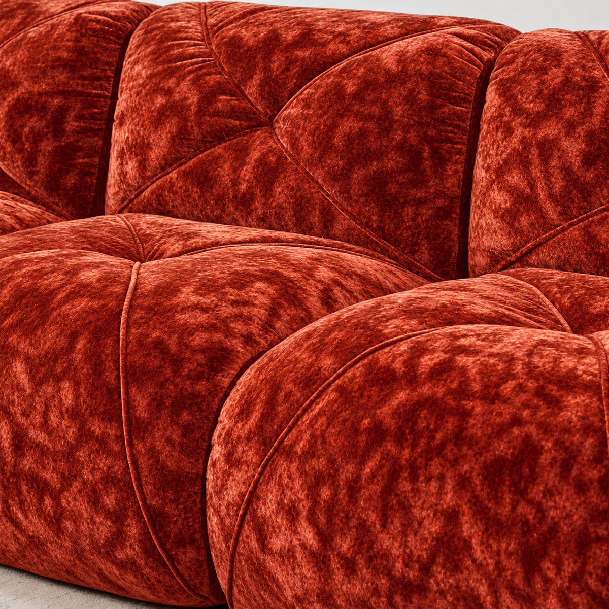Aven 80" Frameless Velvet 3-Piece Modular L-Shaped Sectional Sofa with Movable Ottoman