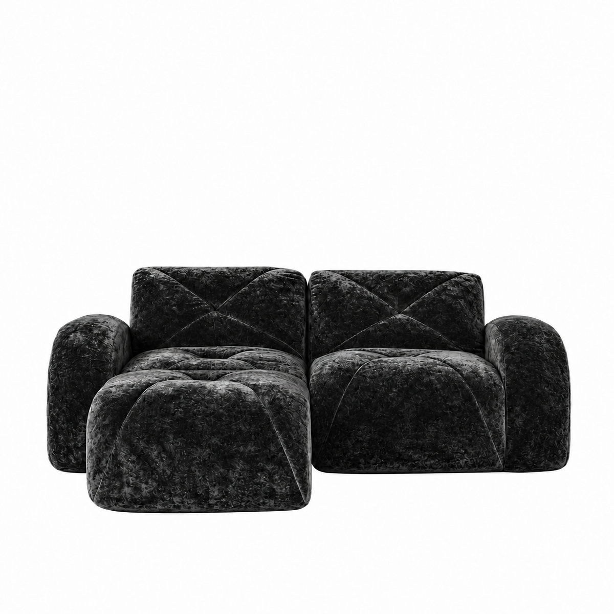 Aven 80" Frameless Velvet 3-Piece Modular L-Shaped Sectional Sofa with Movable Ottoman