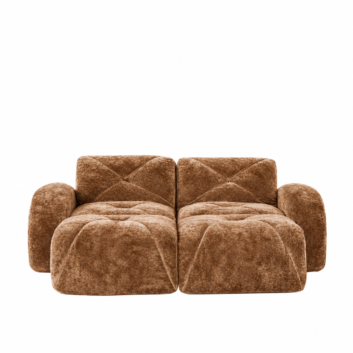 Aven 80" Frameless Velvet 4-Piece Modular Sofa with 2 Ottomans and Double Chaise