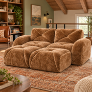 Aven 80" Frameless Velvet 4-Piece Modular Sofa with 2 Ottomans and Double Chaise