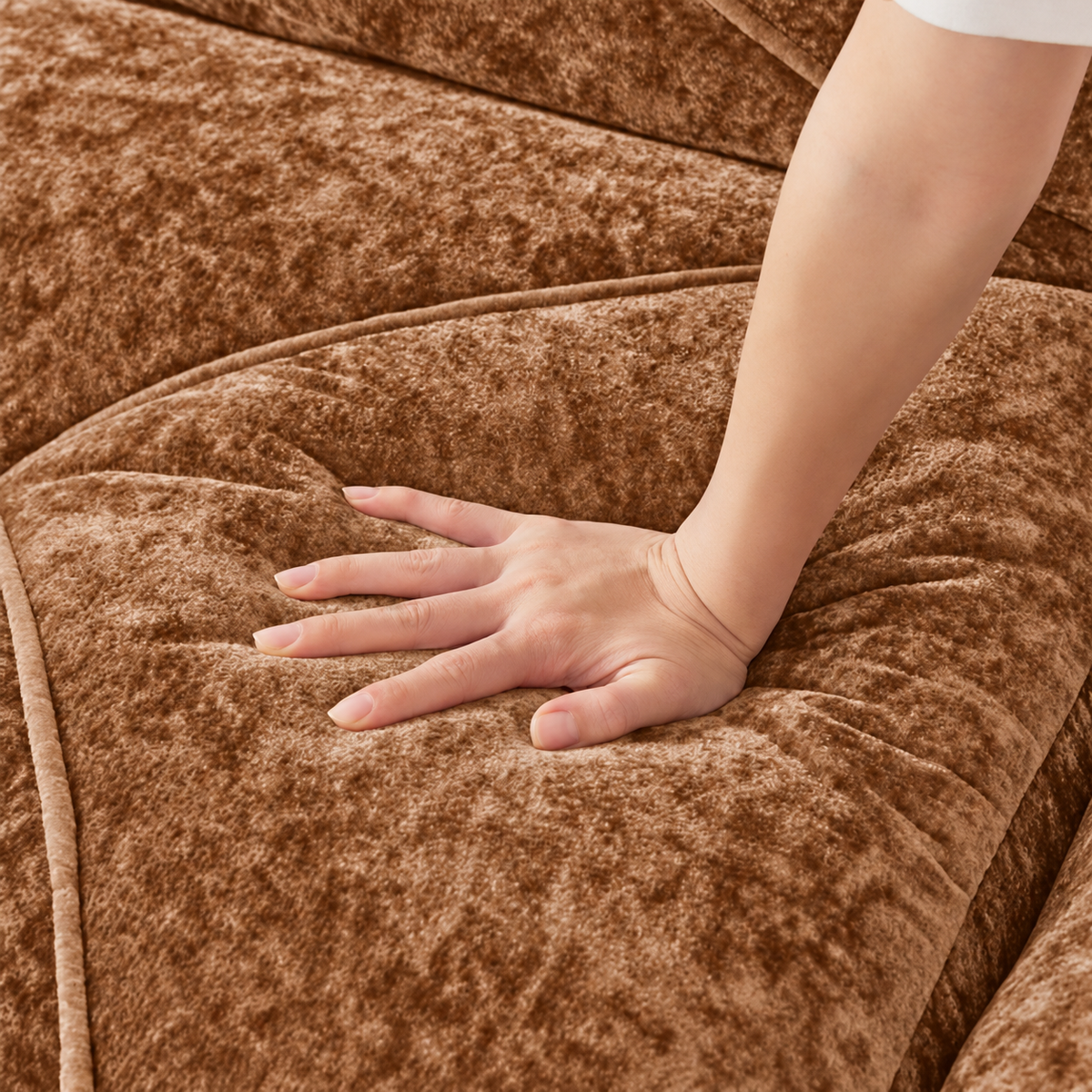 Aven 110" Extra-Long Frameless Velvet Modular 3-Seater Sofa with Curved Armrests