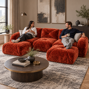 Aven 111" Frameless Velvet Modular U-Shaped Sectional Sofa with Ottomans and Curved Armrests