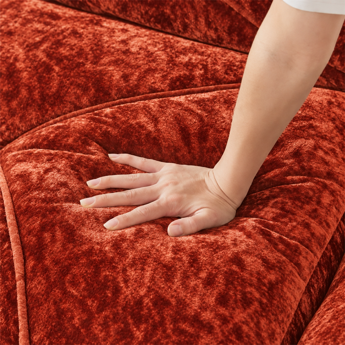 Aven 111" Frameless Velvet Modular L-Shaped Sectional Sofa with Movable Ottoman