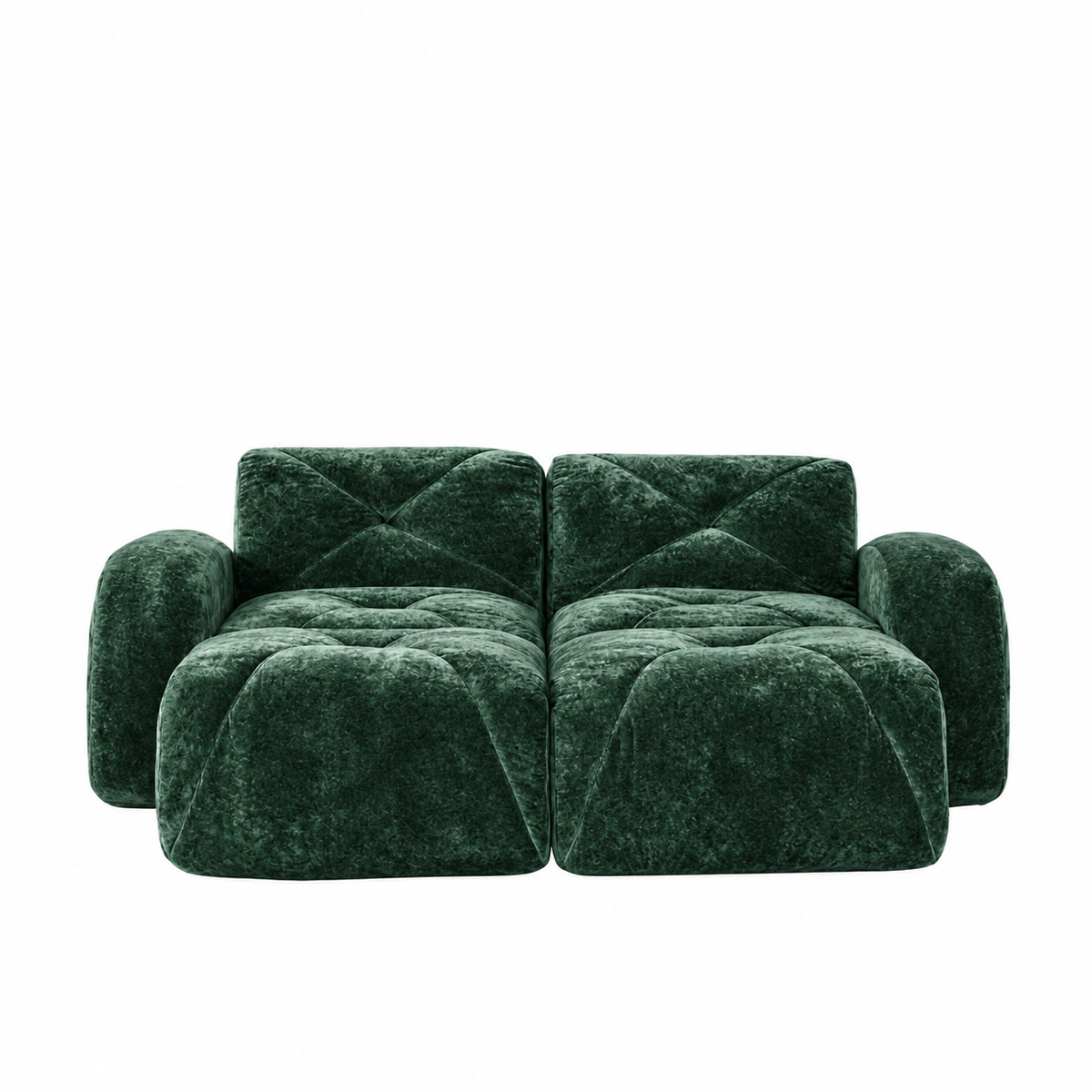 Aven 80" Frameless Velvet 4-Piece Modular Sofa with 2 Ottomans and Double Chaise