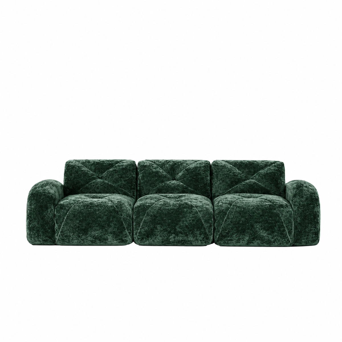 Aven 110" Extra-Long Frameless Velvet Modular 3-Seater Sofa with Curved Armrests