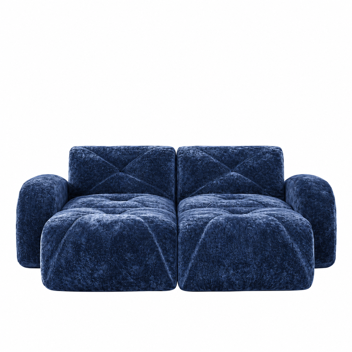 Aven 80" Frameless Velvet 4-Piece Modular Sofa with 2 Ottomans and Double Chaise