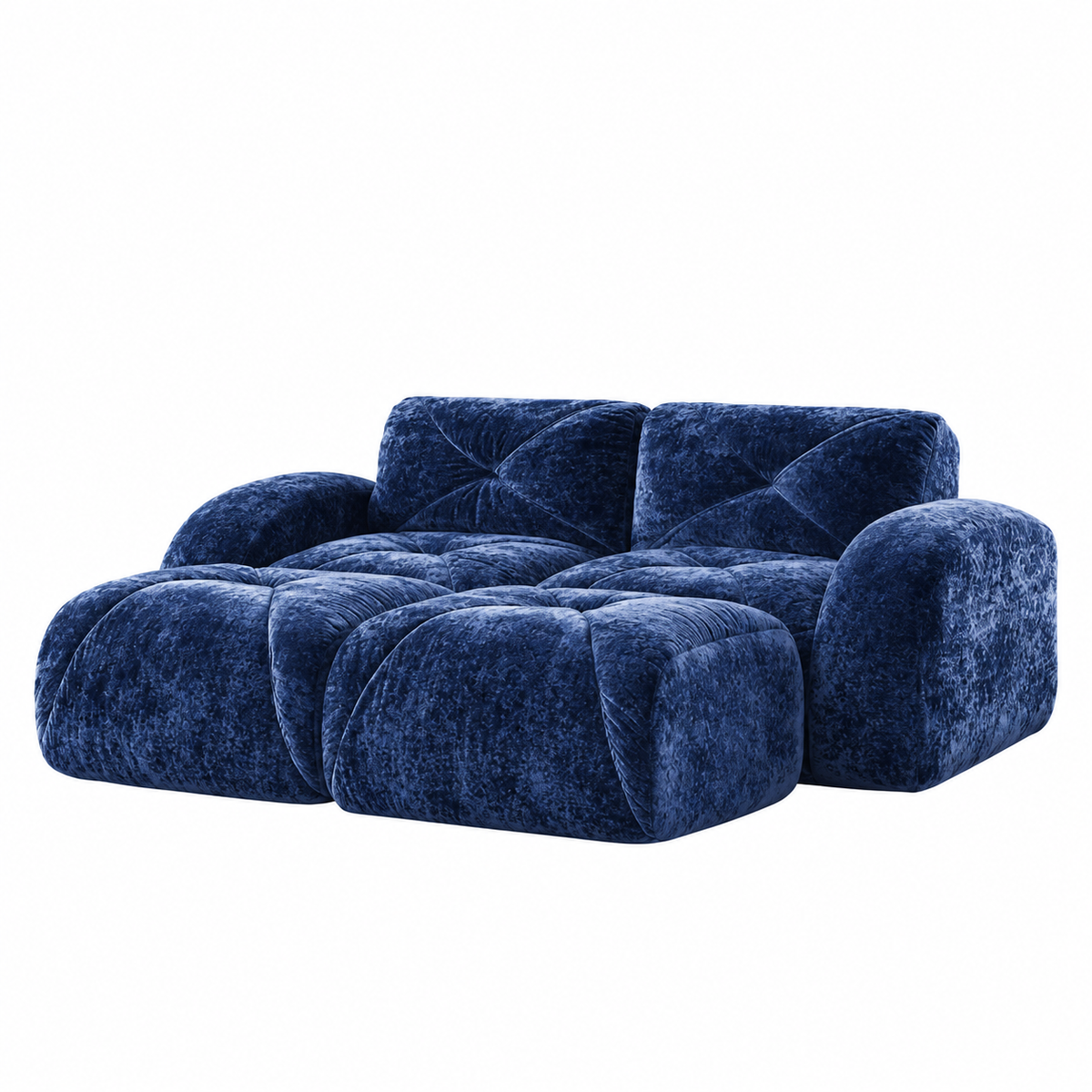 Aven 80" Frameless Velvet 4-Piece Modular Sofa with 2 Ottomans and Double Chaise