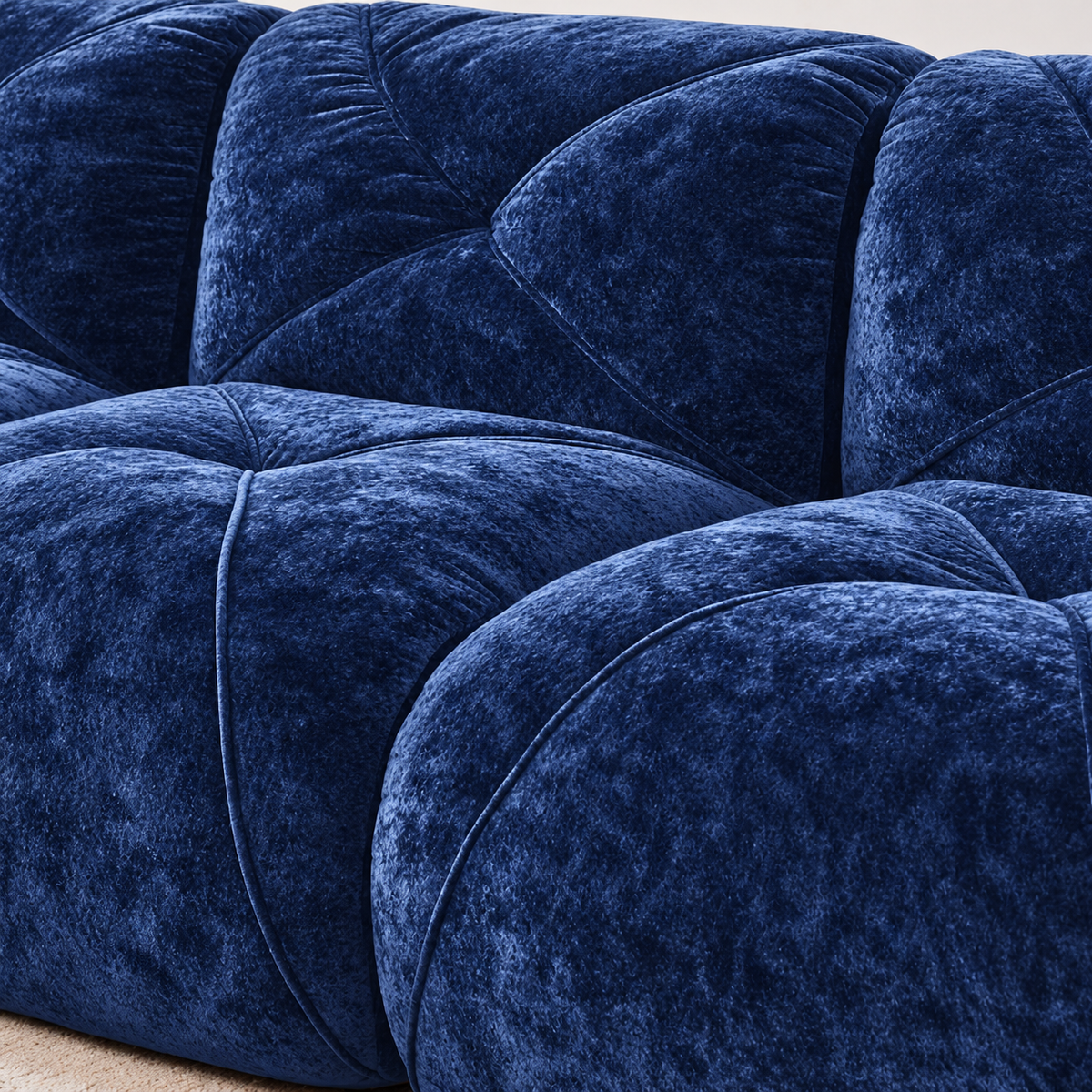 Aven 80" Frameless Velvet 4-Piece Modular Sofa with 2 Ottomans and Double Chaise