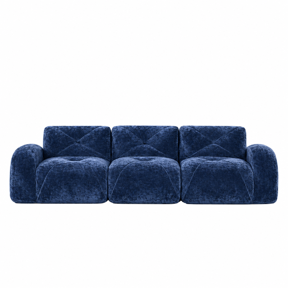 Aven 110" Extra-Long Frameless Velvet Modular 3-Seater Sofa with Curved Armrests