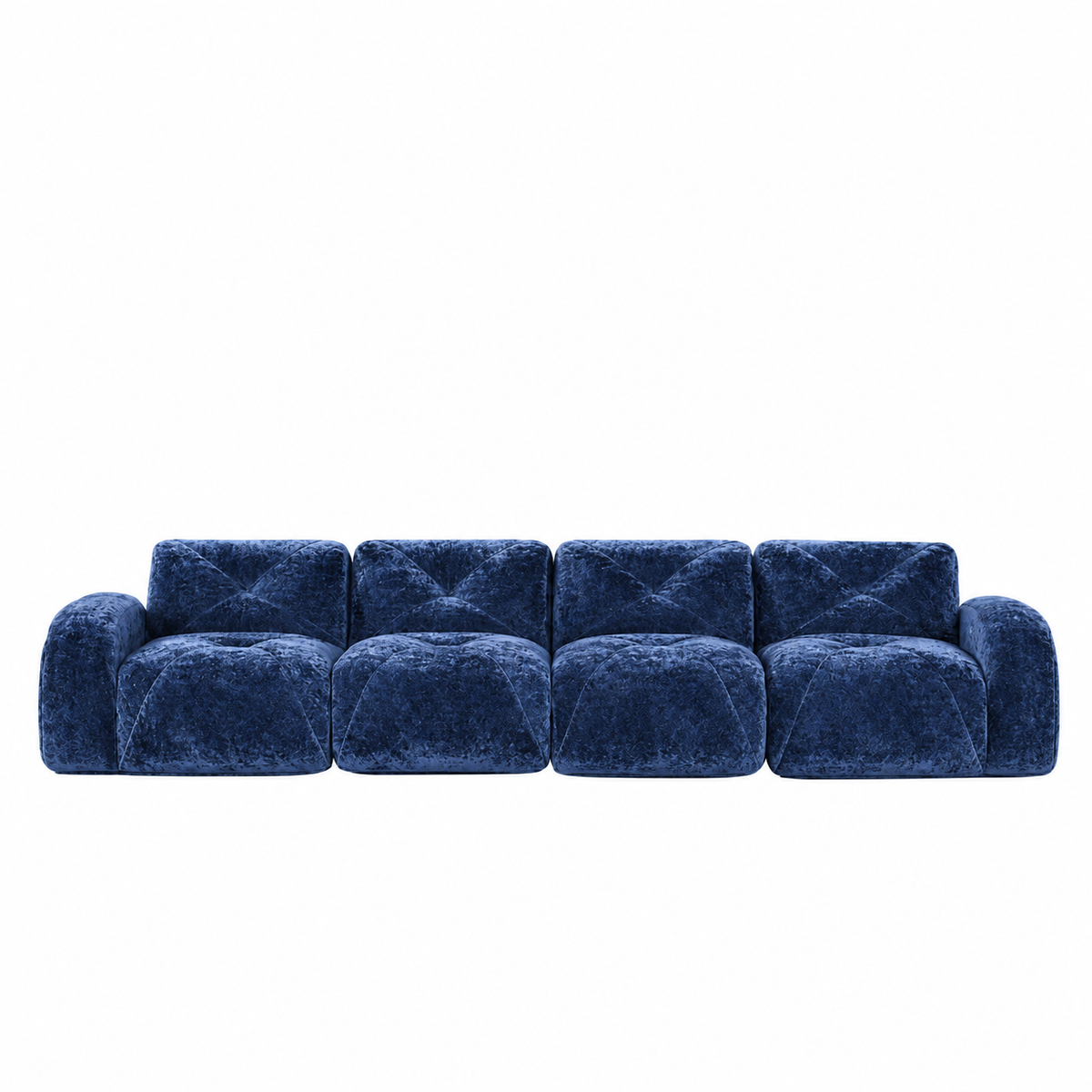 Aven 141" Large Frameless Velvet Modular 4-Seater Sofa with Curved Armrests