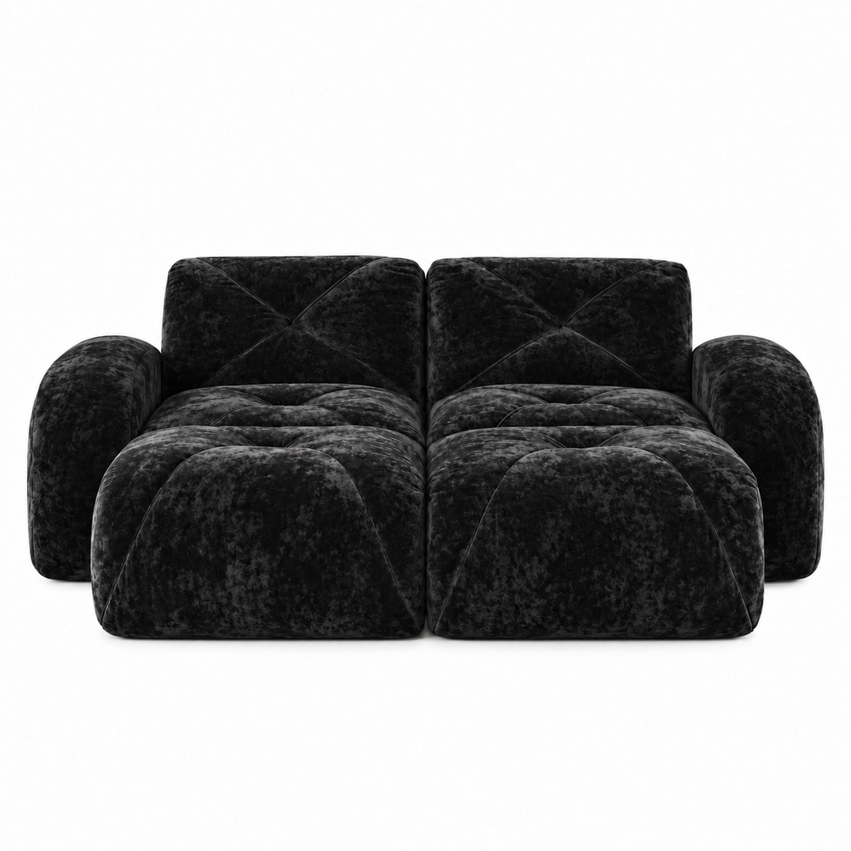 Aven 80" Frameless Velvet 4-Piece Modular Sofa with 2 Ottomans and Double Chaise