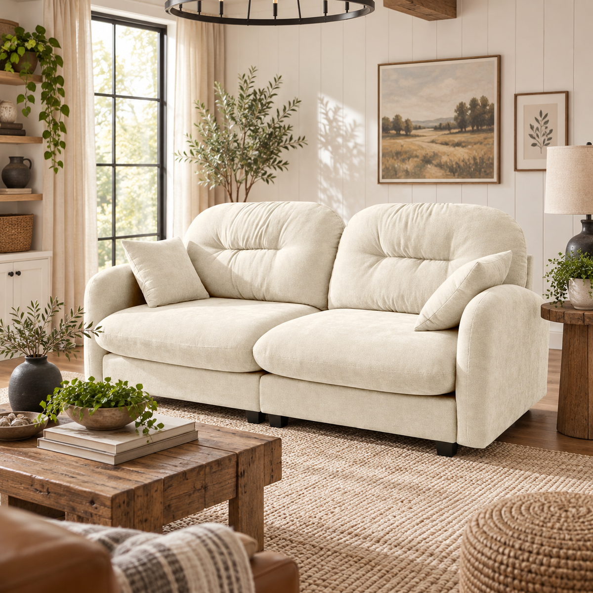 Roselyn 74" Modular Chenille Cloud Loveseat Sofa with Tufted Cushion Backrest