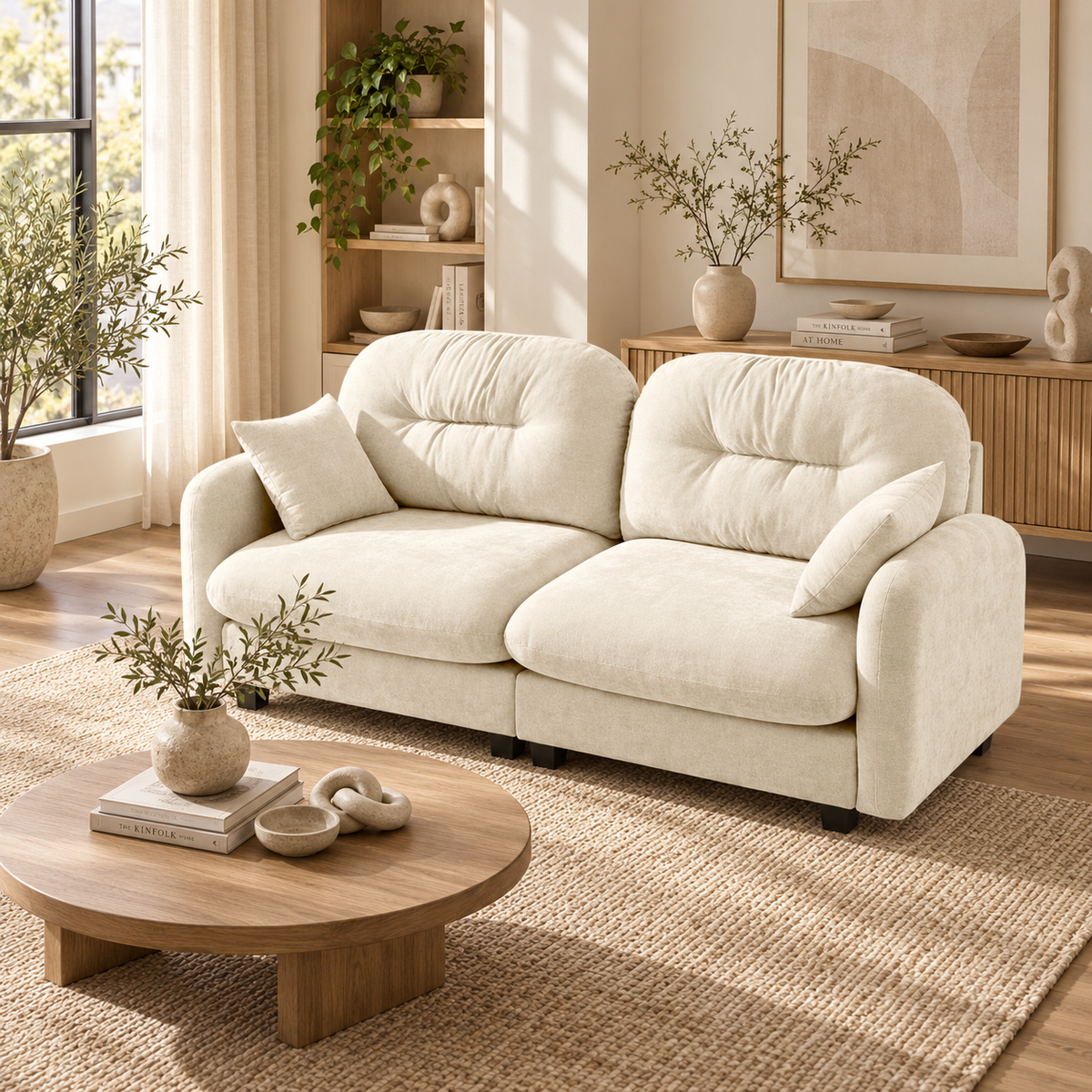 Roselyn 74" Modular Chenille Cloud Loveseat Sofa with Tufted Cushion Backrest