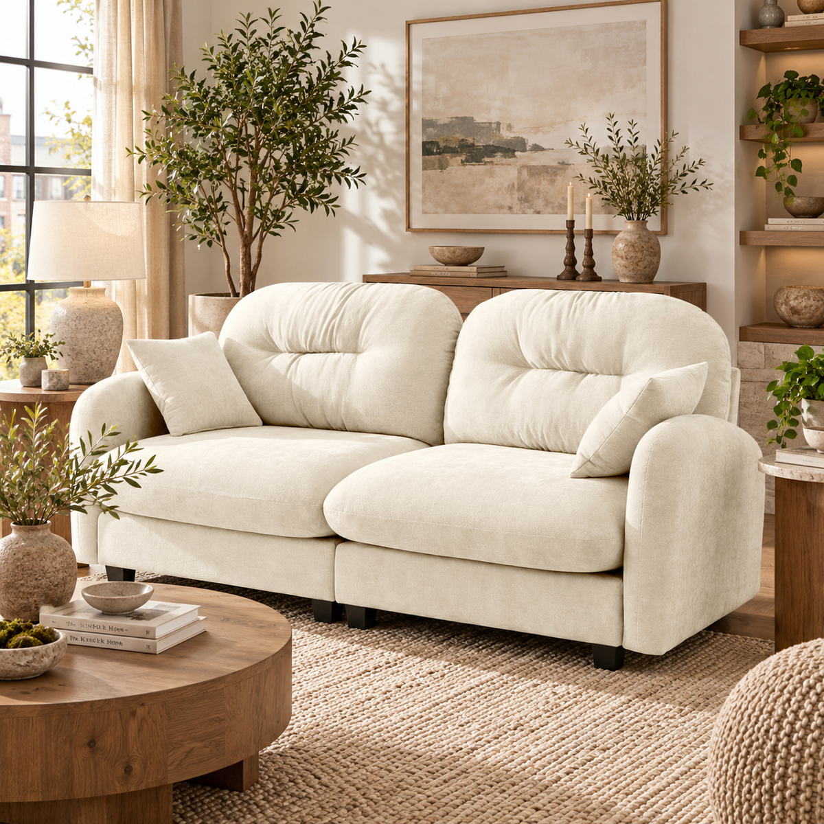 Roselyn 74" Modular Chenille Cloud Loveseat Sofa with Tufted Cushion Backrest