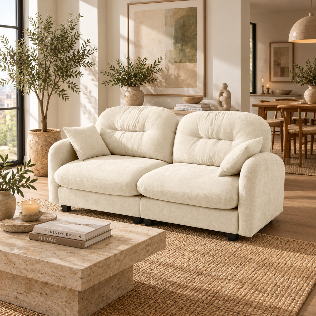 Roselyn 74" Modular Chenille Cloud Loveseat Sofa with Tufted Cushion Backrest