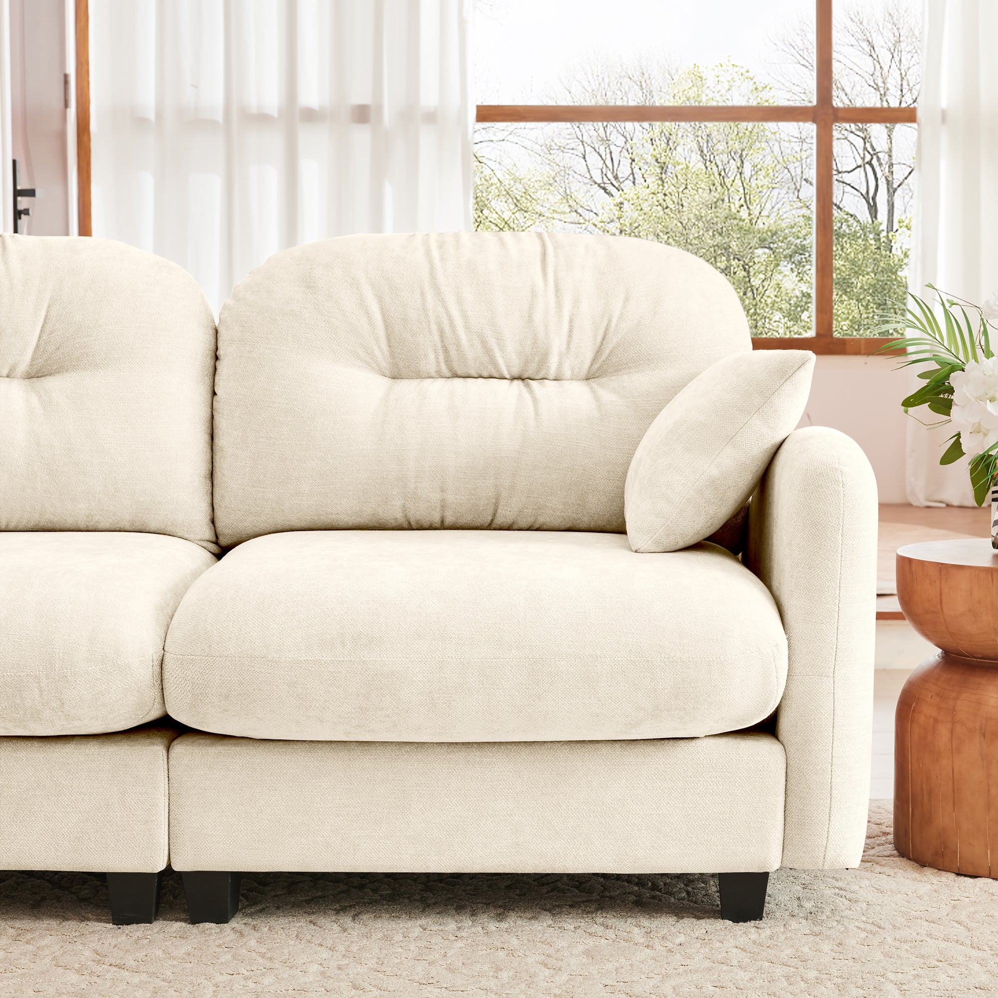 Roselyn 74" 4-Piece Modular Chenille Sofa with Daybed Configuration