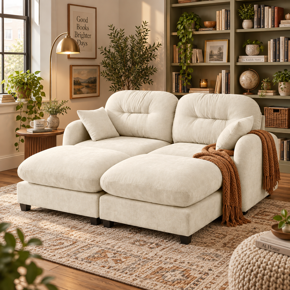 Roselyn 74" 4-Piece Modular Chenille Sofa with Daybed Configuration