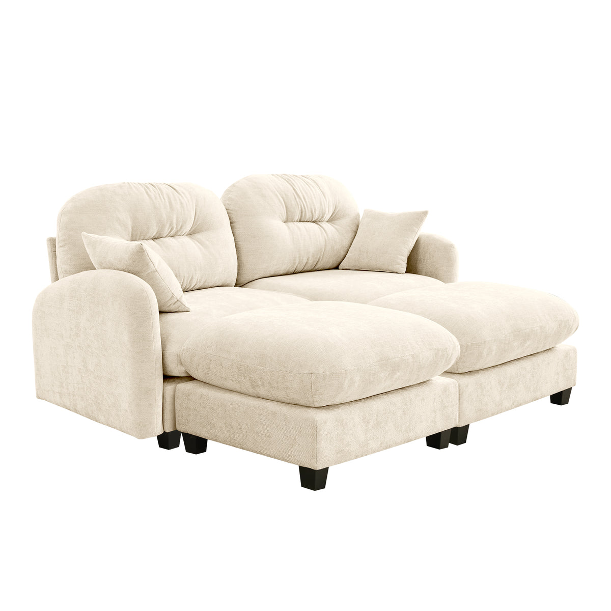 Roselyn 74" 4-Piece Modular Chenille Sofa with Daybed Configuration