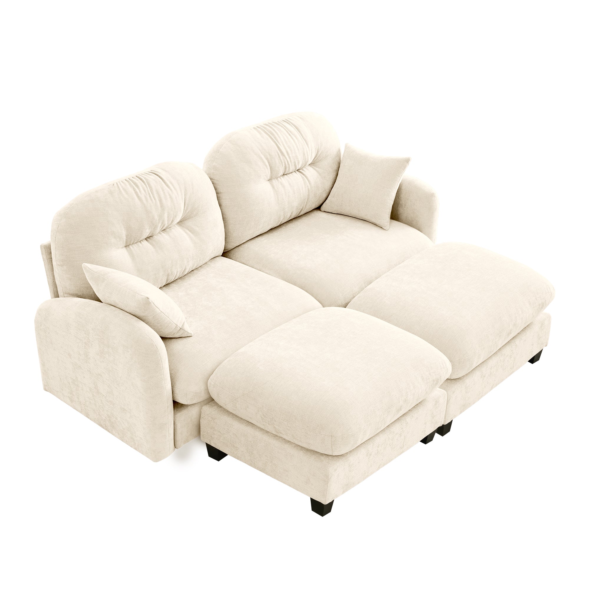 Roselyn 74" 4-Piece Modular Chenille Sofa with Daybed Configuration