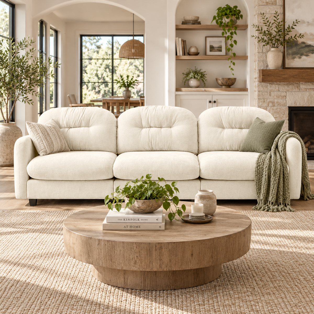 Roselyn 107" Modular Chenille Cloud 3-Seater Sofa with Tufted Cushion Backrest