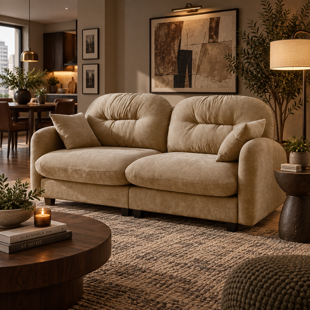 Roselyn 74" Modular Chenille Cloud Loveseat Sofa with Tufted Cushion Backrest