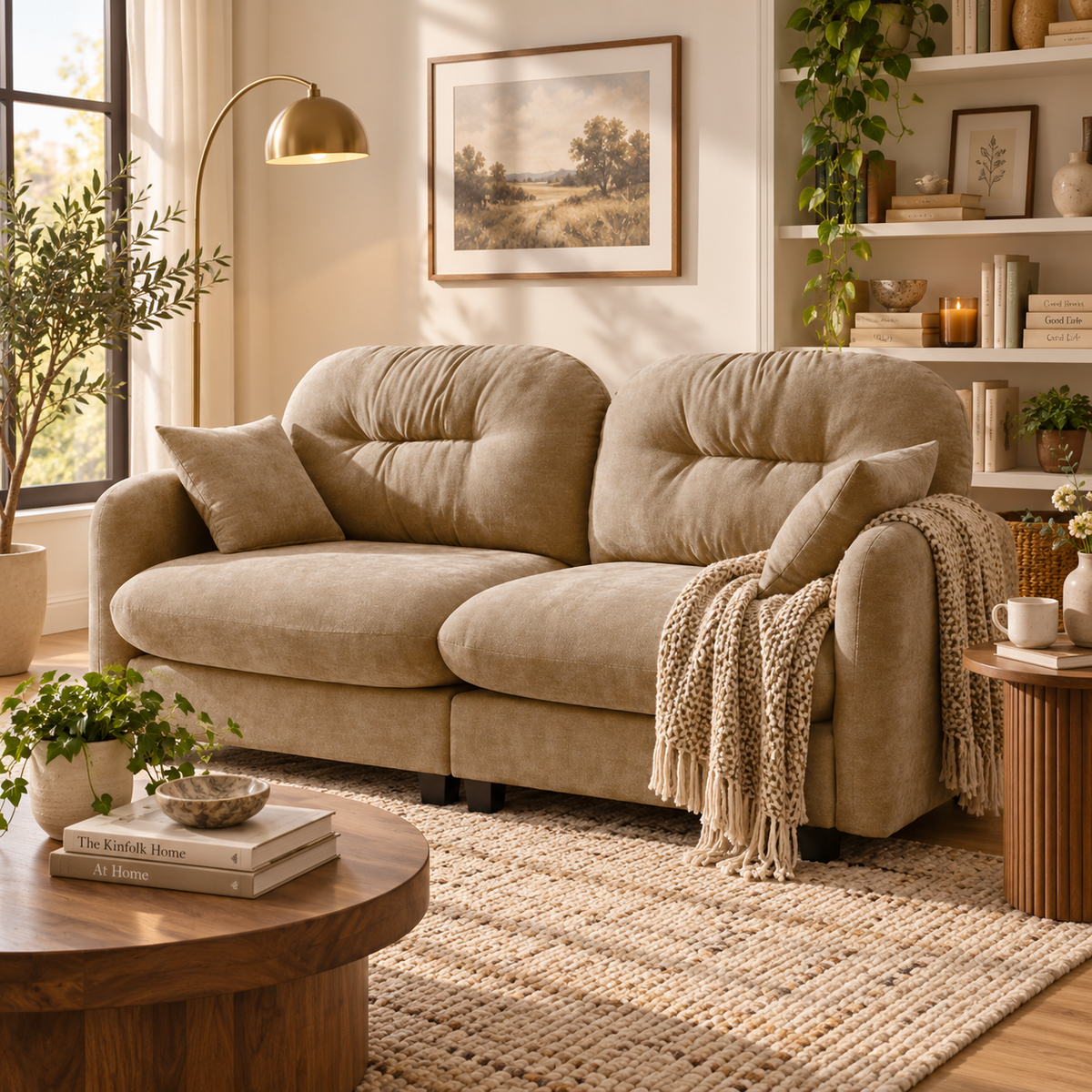 Roselyn 74" Modular Chenille Cloud Loveseat Sofa with Tufted Cushion Backrest