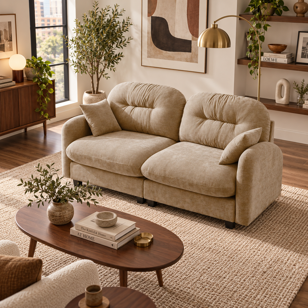 Roselyn 74" Modular Chenille Cloud Loveseat Sofa with Tufted Cushion Backrest
