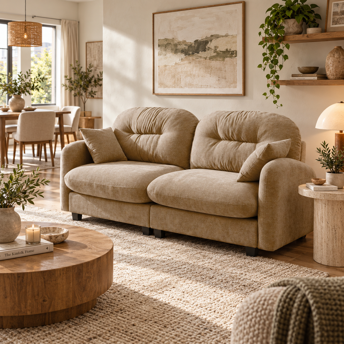 Roselyn 74" Modular Chenille Cloud Loveseat Sofa with Tufted Cushion Backrest