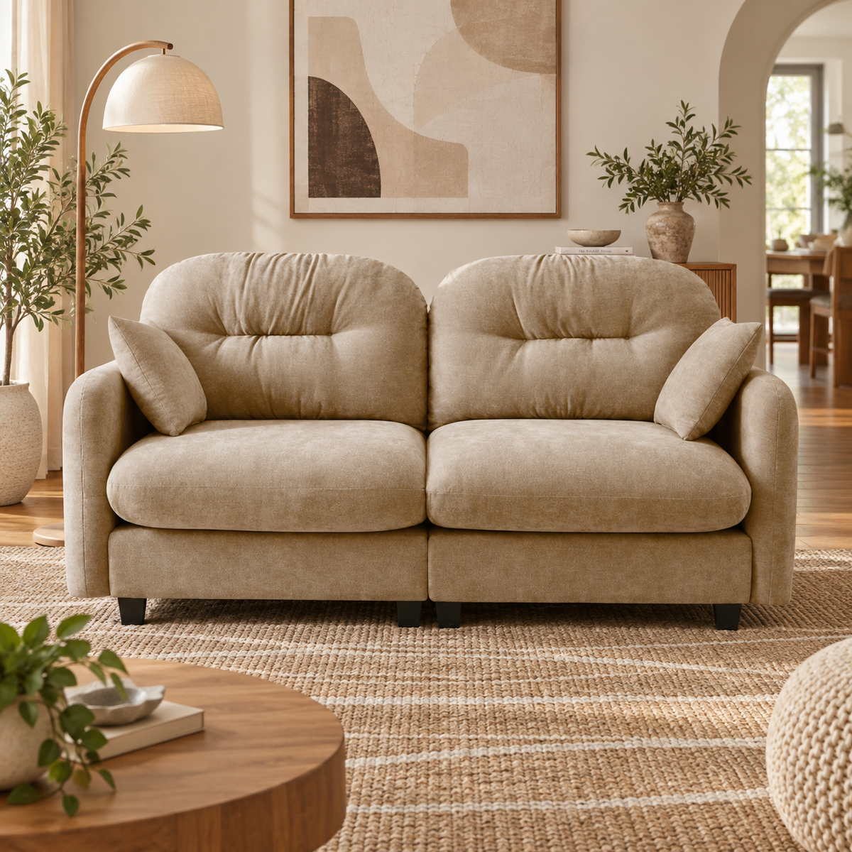 Roselyn 74" Modular Chenille Cloud Loveseat Sofa with Tufted Cushion Backrest