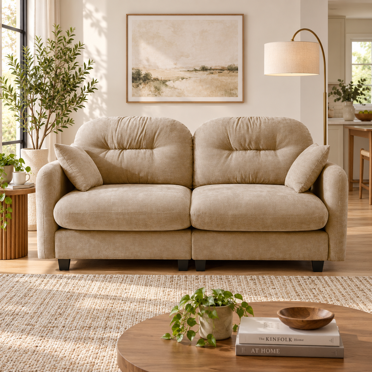 Roselyn 74" Modular Chenille Cloud Loveseat Sofa with Tufted Cushion Backrest