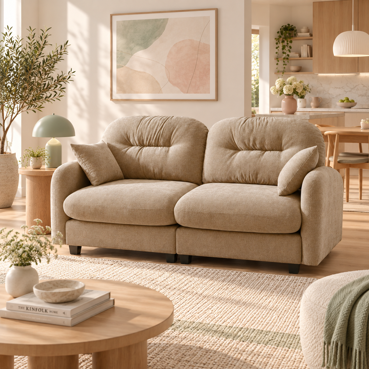Roselyn 74" Modular Chenille Cloud Loveseat Sofa with Tufted Cushion Backrest
