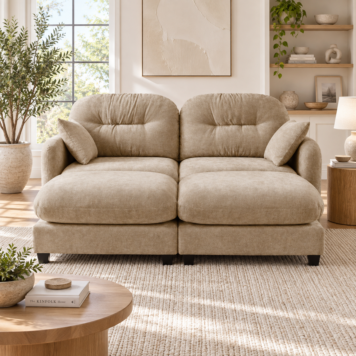Roselyn 74" 4-Piece Modular Chenille Sofa with Daybed Configuration